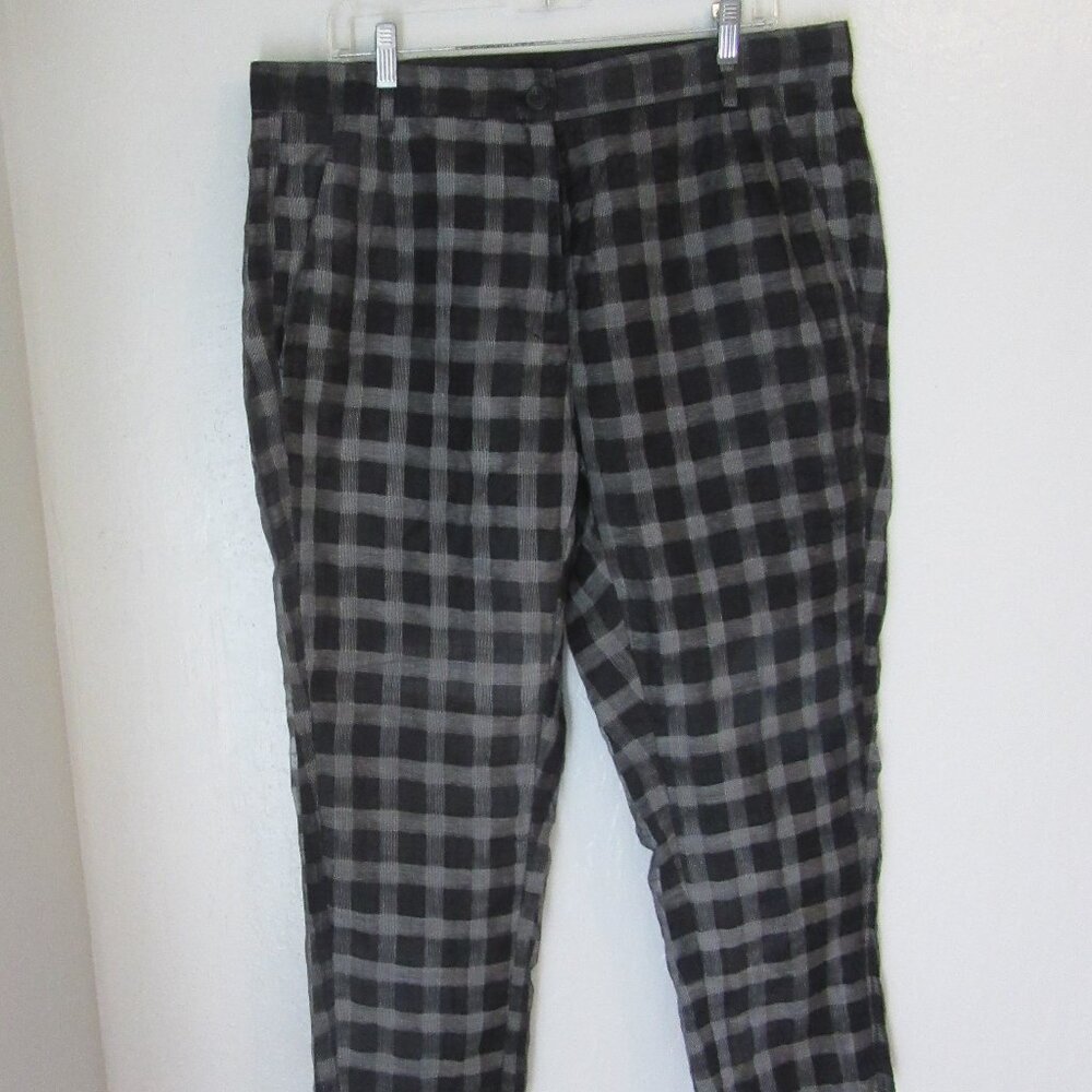 RUNDHOLZ Black Plaid Silk Blend Size L Trousers Belt Loops